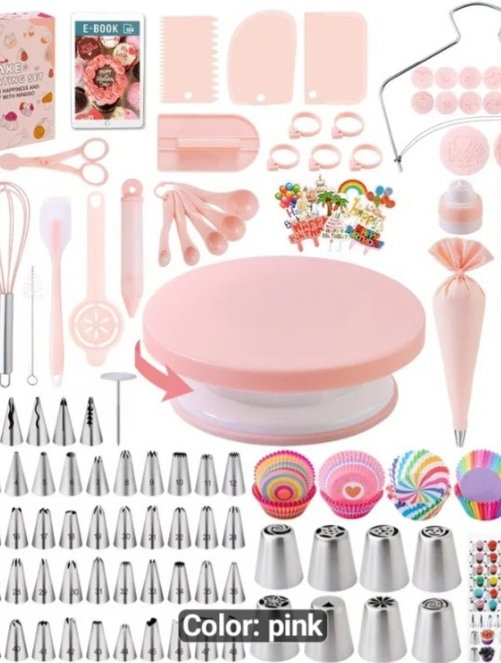Pink Cake Decorating Set - Complete Baking Tools Kit